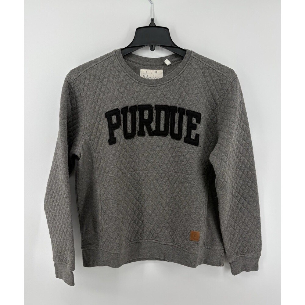 Pressbox Quilted Purdue Sweater Women’s Size Large Gray With Pockets Crewneck